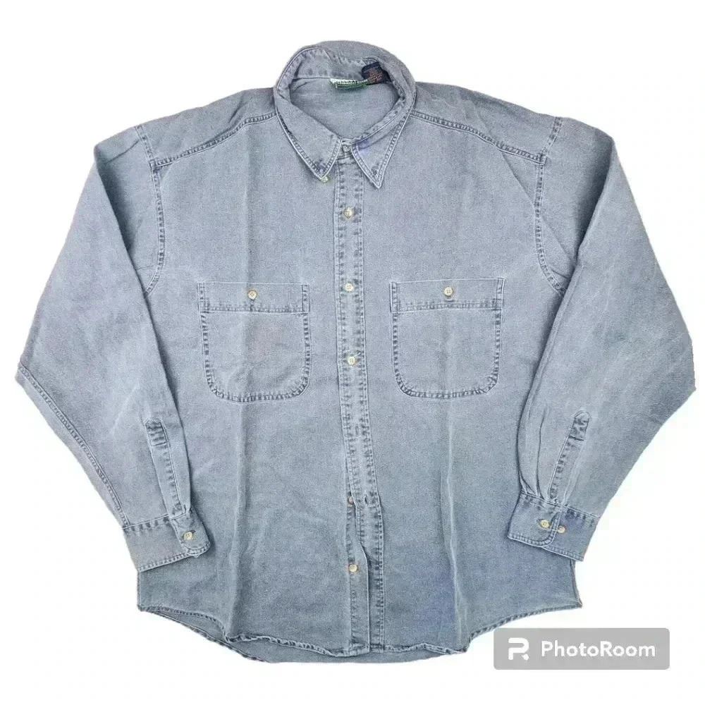 Mens Coldwater Creek LS Medium weight Denim  workshirt 90s Vintage NWOT Large